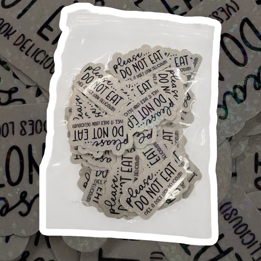 Please Do Not Eat product safety stickers